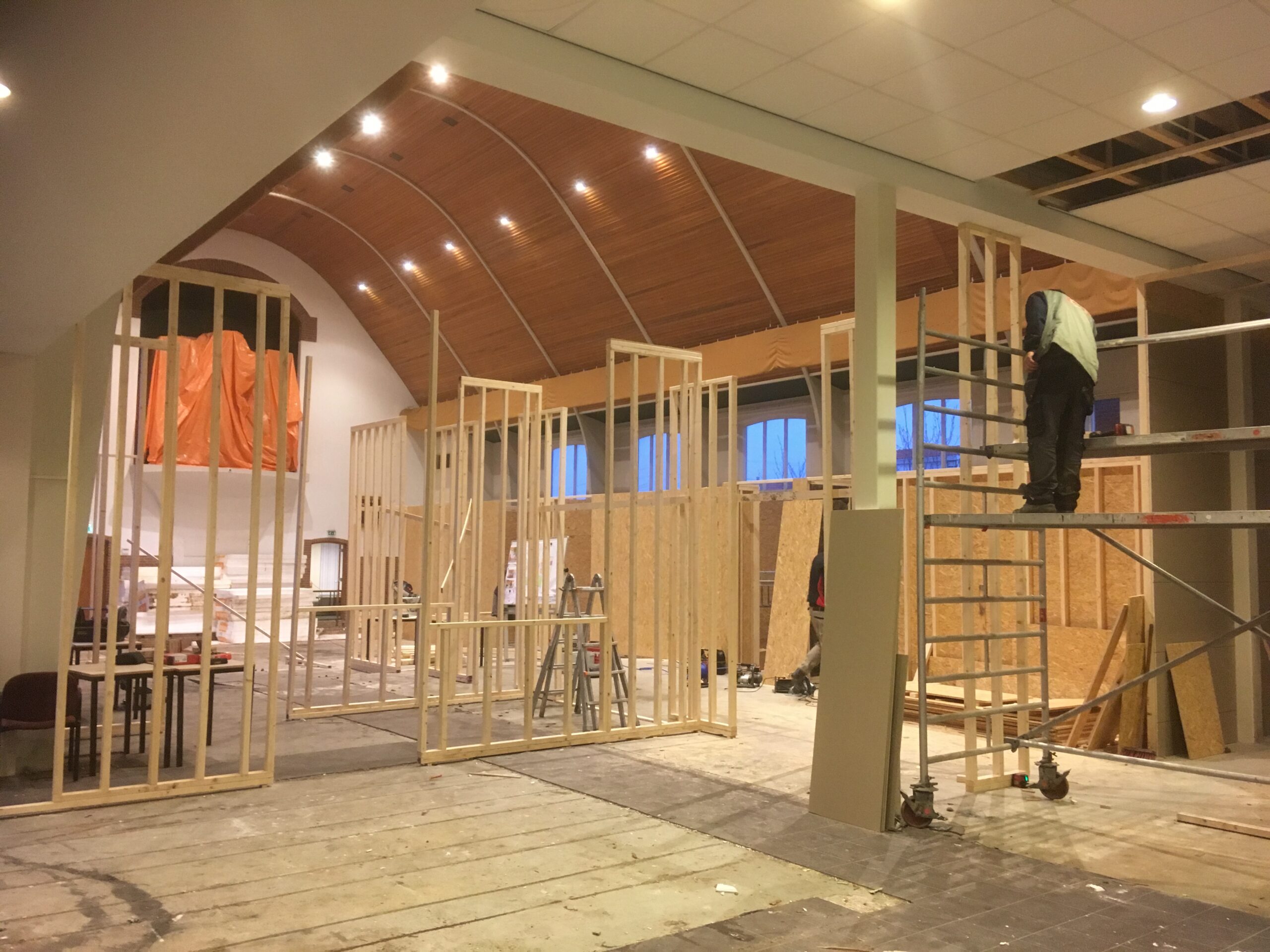 De bouw van de woonkamers